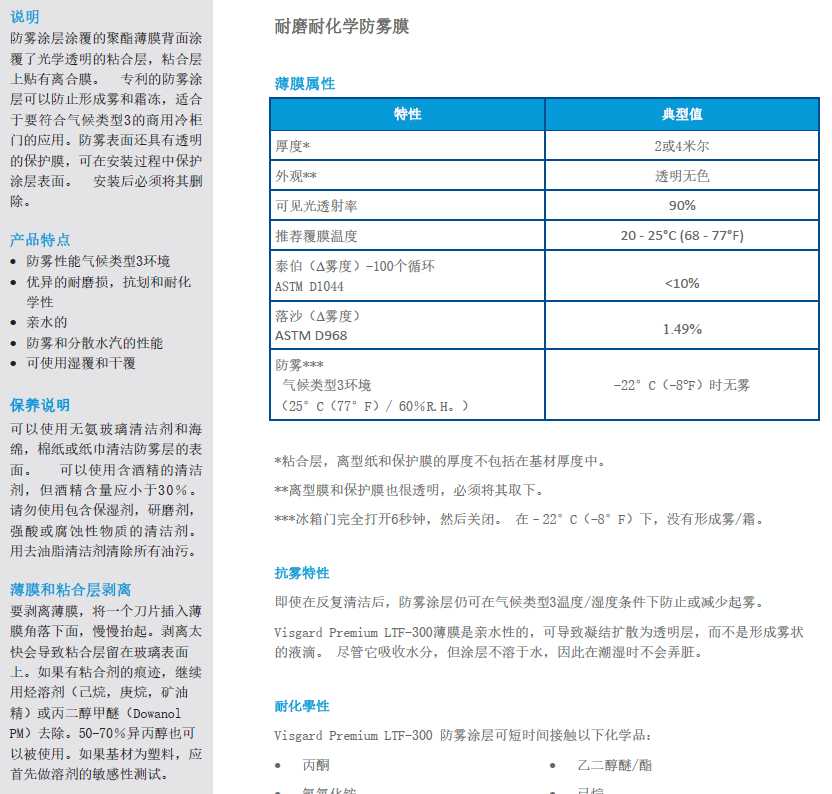 耐磨耐化學防霧膜